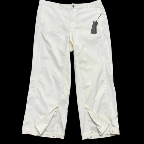 Soft Surroundings Pants Womens 18W White Driftwood Wide Leg Split Hem NWT SFU37 - Picture 1 of 13